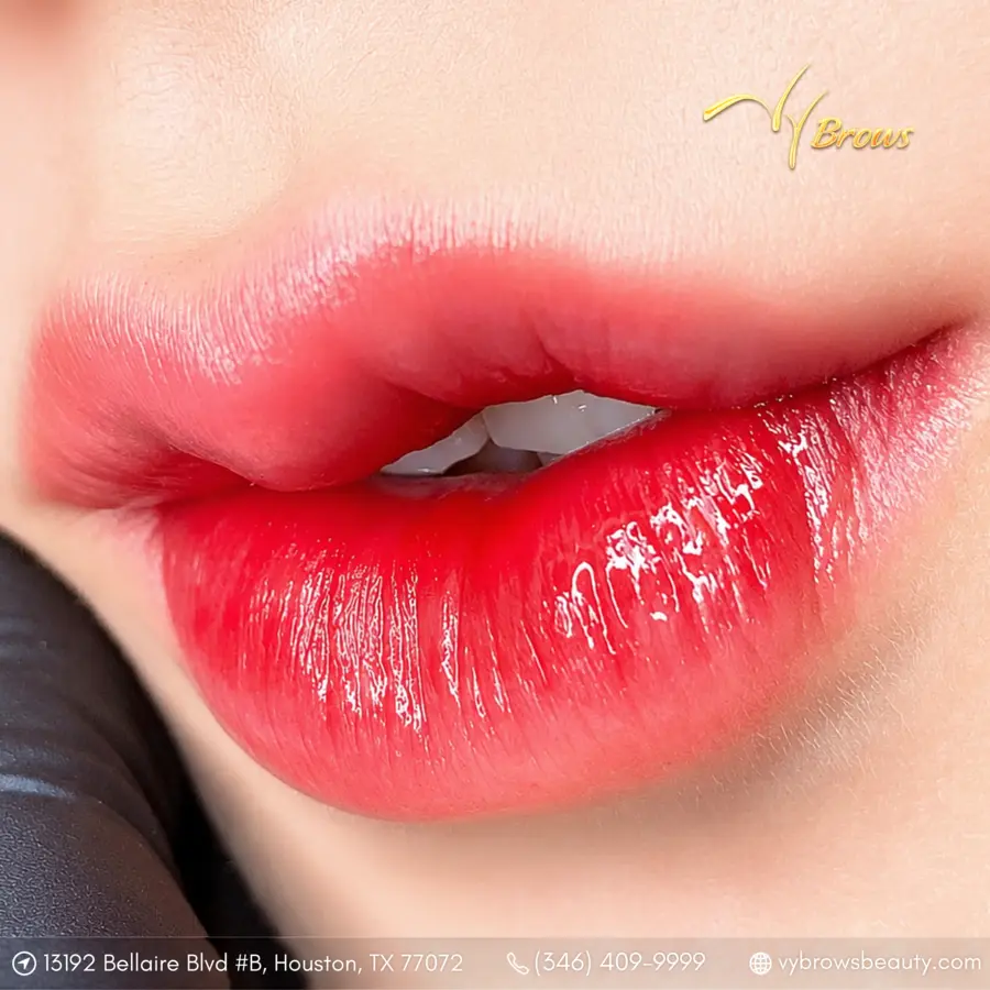 Soft gradient coral lip blush