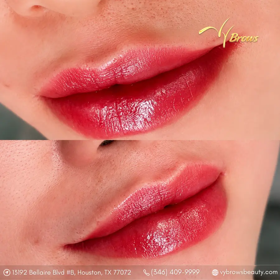 Healed lip blush in a soft pink