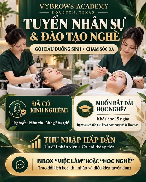 VyBrows Academy is hiring and training Head Spa and Skincare staff